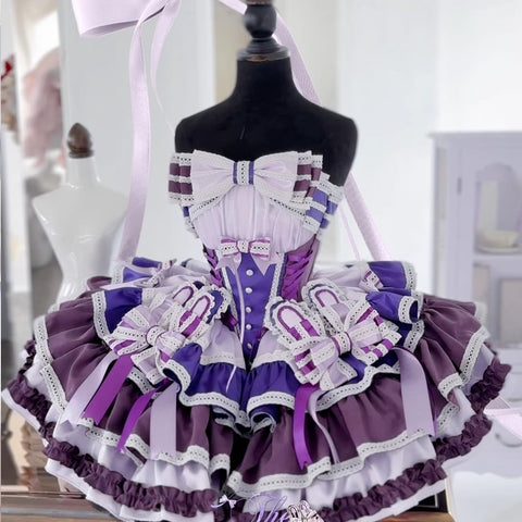 Ribbon Waltz Purple Starlight Off - the - Shoulder Feather Sequin Mini Dress - Elegant Performance Gown & Party Wear - Coscosmos