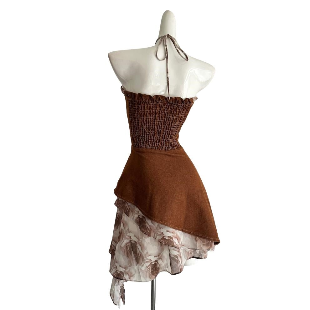 "Rich Cocoa" French Romantic Summer New Design Denim Bustier Dress Women - Cosplay Costume - Coscosmos