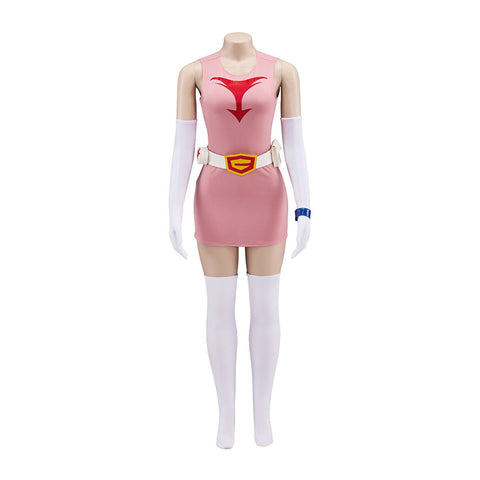 Science Ninja Team Gatchaman Pink Jun Cosplay Costume – Official Anime Outfit - Coscosmos