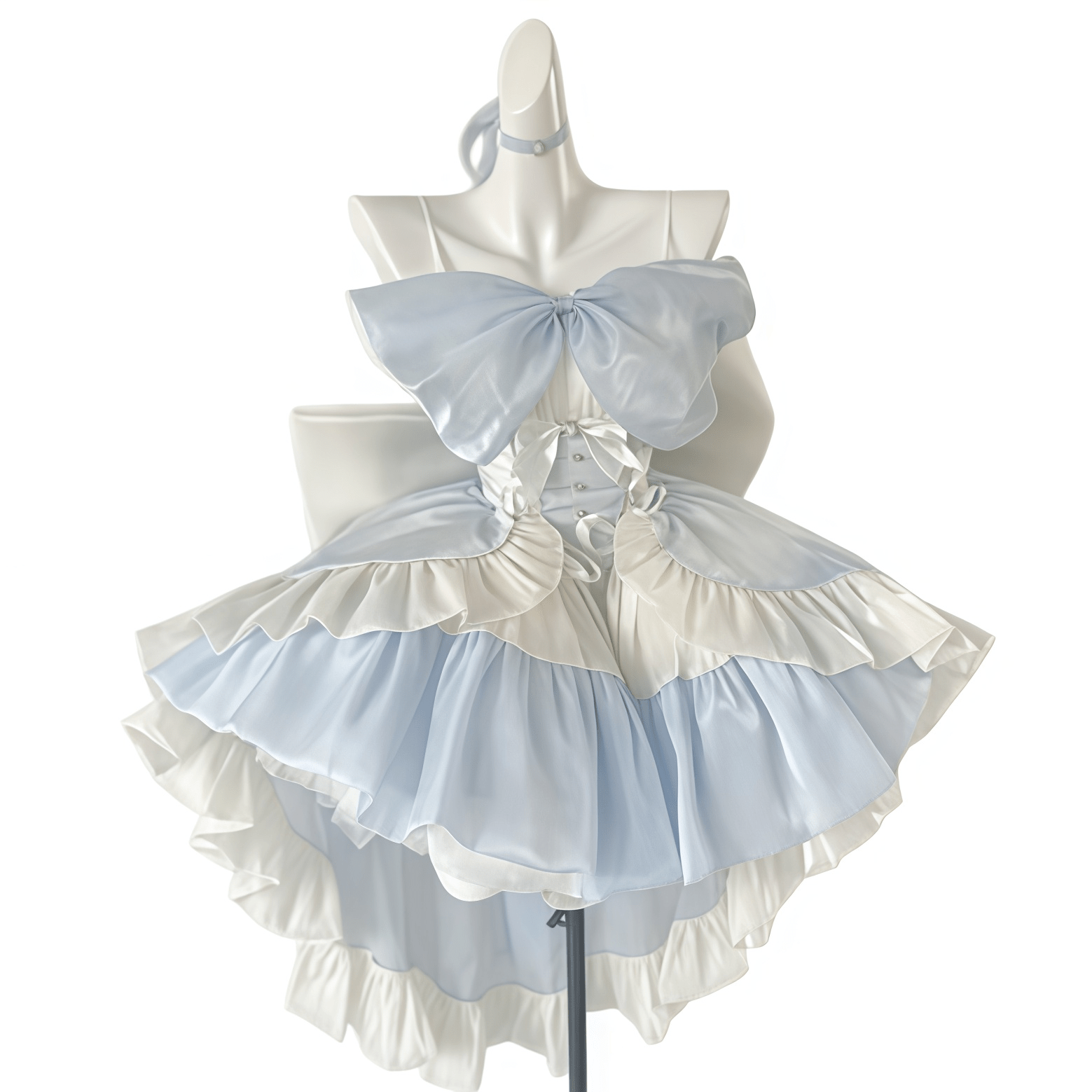 Skyward Dream·Blue Dreamy Lace Off - Shoulder Sequin Mini Dress - Elegant Performance Costume and Party Gown - Coscosmos