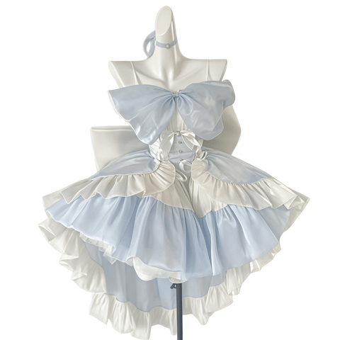 Skyward Dream·Blue Dreamy Lace Off - Shoulder Sequin Mini Dress - Elegant Performance Costume and Party Gown - Coscosmos