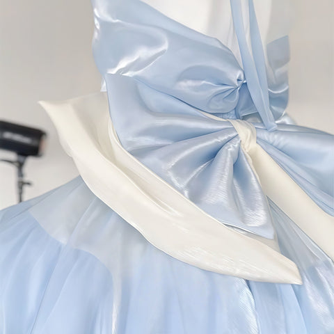 Skyward Dream·Blue Dreamy Lace Off - Shoulder Sequin Mini Dress - Elegant Performance Costume and Party Gown - Coscosmos
