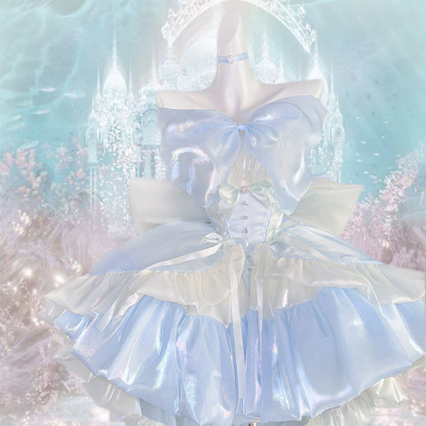 Skyward Dream·Blue Dreamy Lace Off - Shoulder Sequin Mini Dress - Elegant Performance Costume and Party Gown - Coscosmos