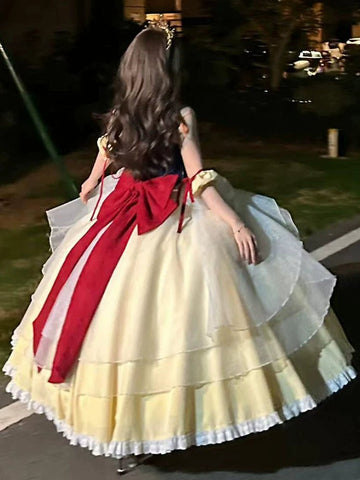 Snow Diary Lolita Running Princess Yellow Birthday Party Adult Ceremony Evening Dress Lolita Puff Dress - Coscosmos