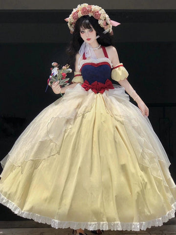 Snow Diary Lolita Running Princess Yellow Birthday Party Adult Ceremony Evening Dress Lolita Puff Dress - Coscosmos