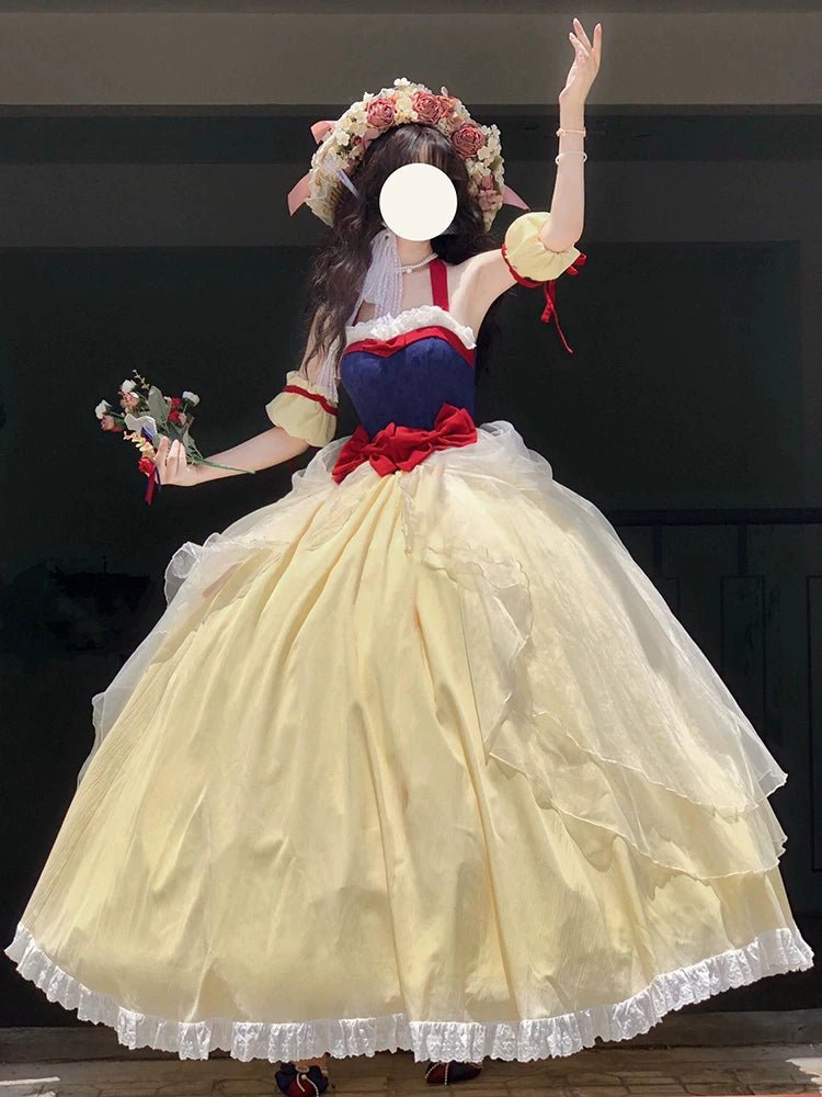 Snow Diary Lolita Running Princess Yellow Birthday Party Adult Ceremony Evening Dress Lolita Puff Dress - Coscosmos