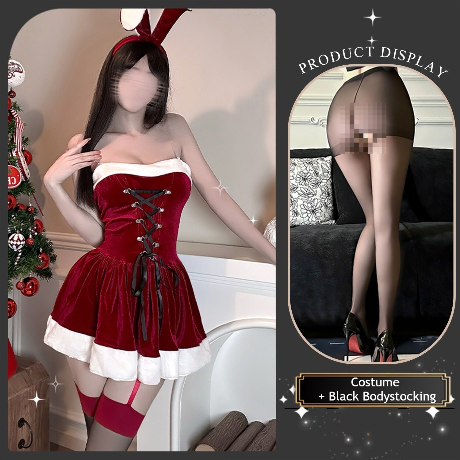 Sparkle this season in our Festive Christmas COS Outfit. This sexy Santa dress with faux fur trim is perfect for holiday parties and intimate gifts. - Coscosmos