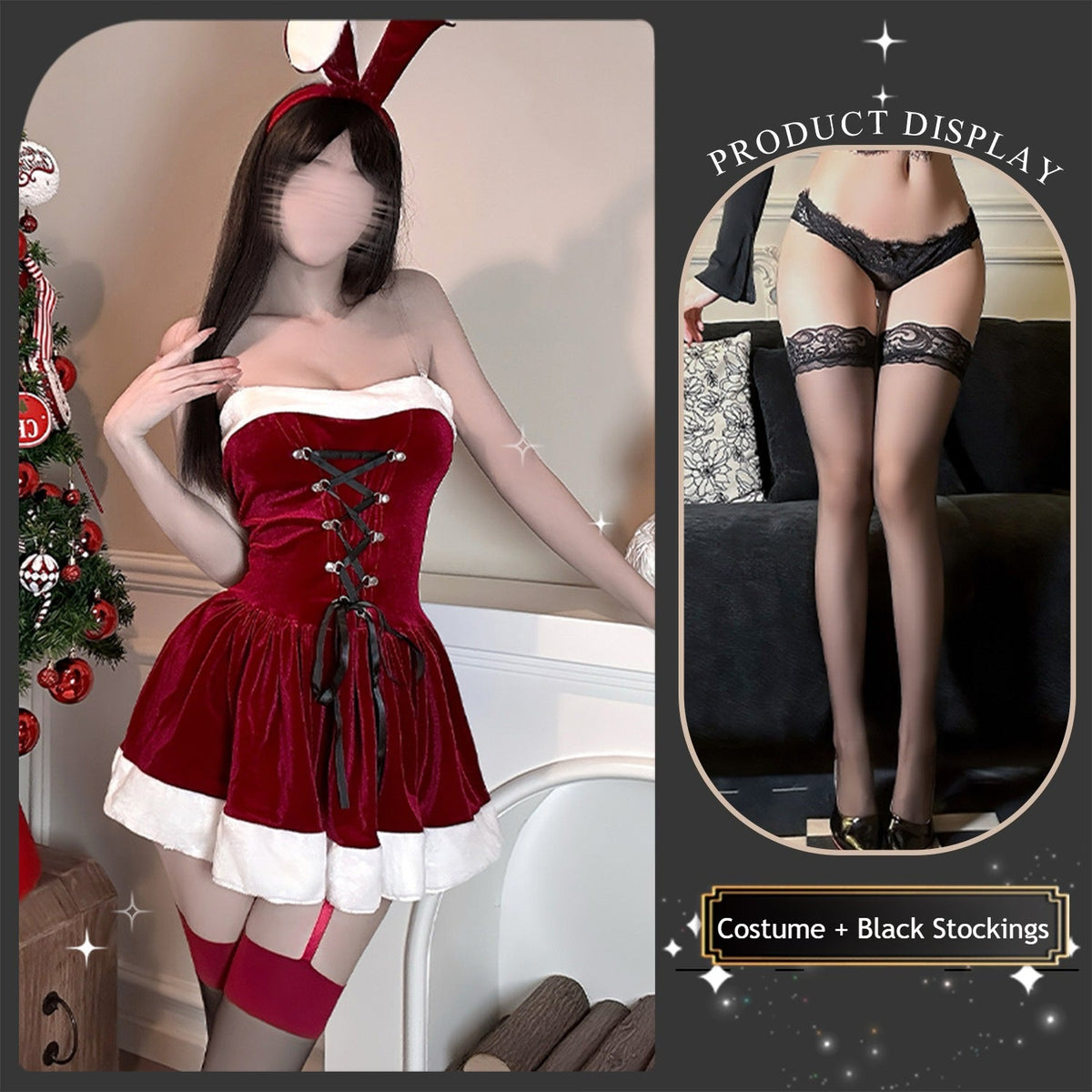 Sparkle this season in our Festive Christmas COS Outfit. This sexy Santa dress with faux fur trim is perfect for holiday parties and intimate gifts. - Coscosmos