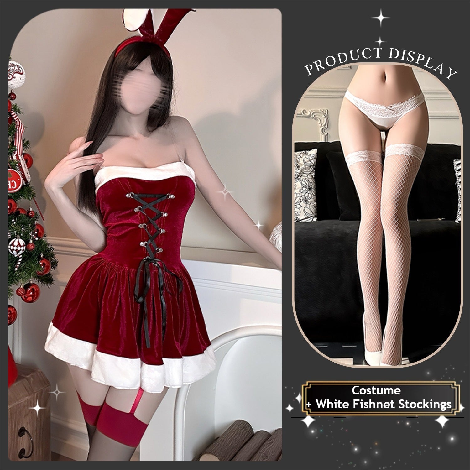 Sparkle this season in our Festive Christmas COS Outfit. This sexy Santa dress with faux fur trim is perfect for holiday parties and intimate gifts. - Coscosmos