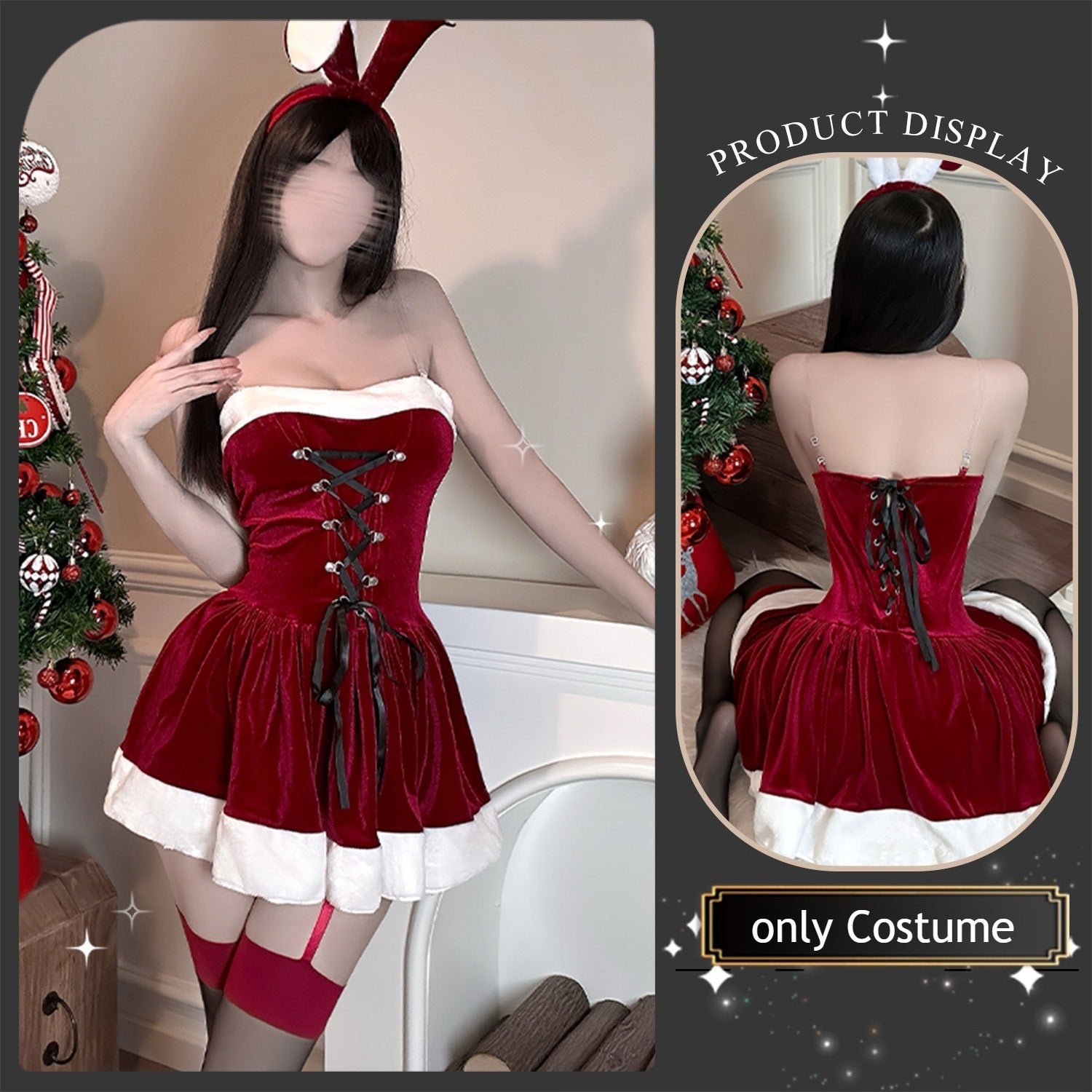 Sparkle this season in our Festive Christmas COS Outfit. This sexy Santa dress with faux fur trim is perfect for holiday parties and intimate gifts. - Coscosmos