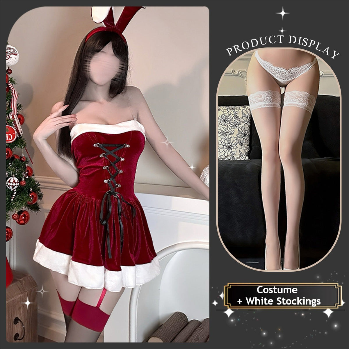 Sparkle this season in our Festive Christmas COS Outfit. This sexy Santa dress with faux fur trim is perfect for holiday parties and intimate gifts. - Coscosmos