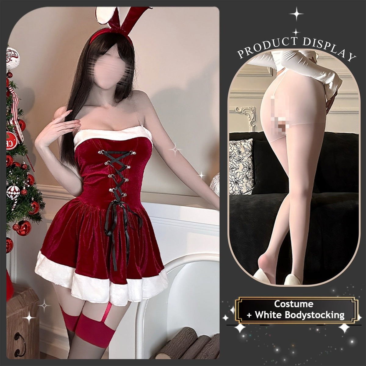 Sparkle this season in our Festive Christmas COS Outfit. This sexy Santa dress with faux fur trim is perfect for holiday parties and intimate gifts. - Coscosmos