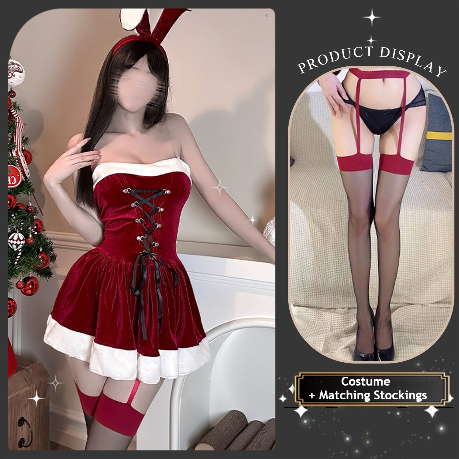 Sparkle this season in our Festive Christmas COS Outfit. This sexy Santa dress with faux fur trim is perfect for holiday parties and intimate gifts. - Coscosmos