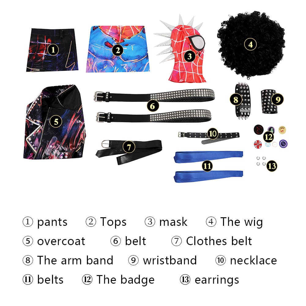 Spider - Man: Across the Spider - Verse - Spider - Punk Hobie Brown Cosplay Costume Full Set - Coscosmos