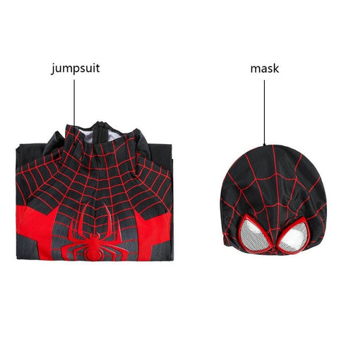 Spider - Man Miles Morales Kids Cosplay Costume Jumpsuit - Coscosmos