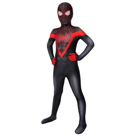 Spider - Man Miles Morales Kids Cosplay Costume Jumpsuit - Coscosmos