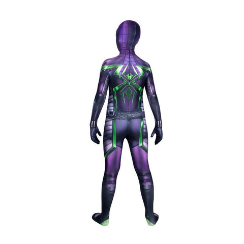 Spider Man Miles Morales Purple Reign Suit HD Printed Cosplay Costume for Kids - Coscosmos