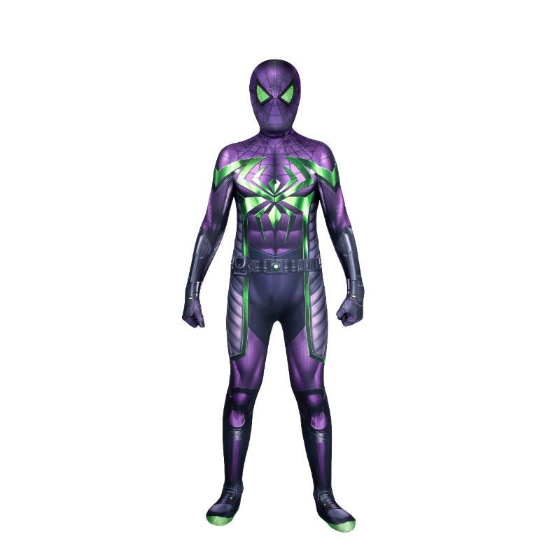 Spider Man Miles Morales Purple Reign Suit HD Printed Cosplay Costume for Kids - Coscosmos