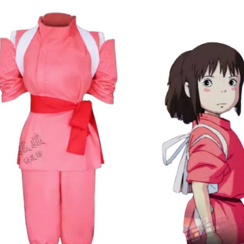 Spirited Away Chihiro Ogino Pink Kimono Cosplay Costume Outfit - Coscosmos