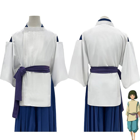 Spirited Away Chihiro Ogino Work Uniform Kimono Cosplay Costume Set - Coscosmos
