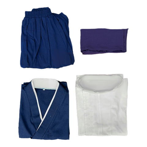 Spirited Away Chihiro Ogino Work Uniform Kimono Cosplay Costume Set - Coscosmos