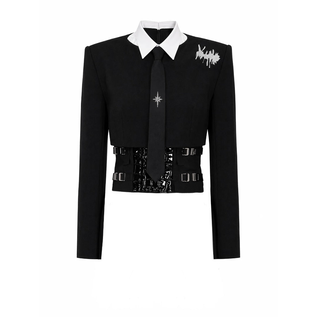 Spliced Fake‑Two‑Piece Waist‑Fitted Blazer Cosplay Costume - Coscosmos