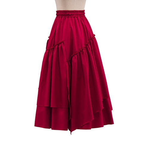 Spring Retro Women's Corduroy Skirt – Vintage Checkered Pleated Medieval Cosplay Skirt - Coscosmos