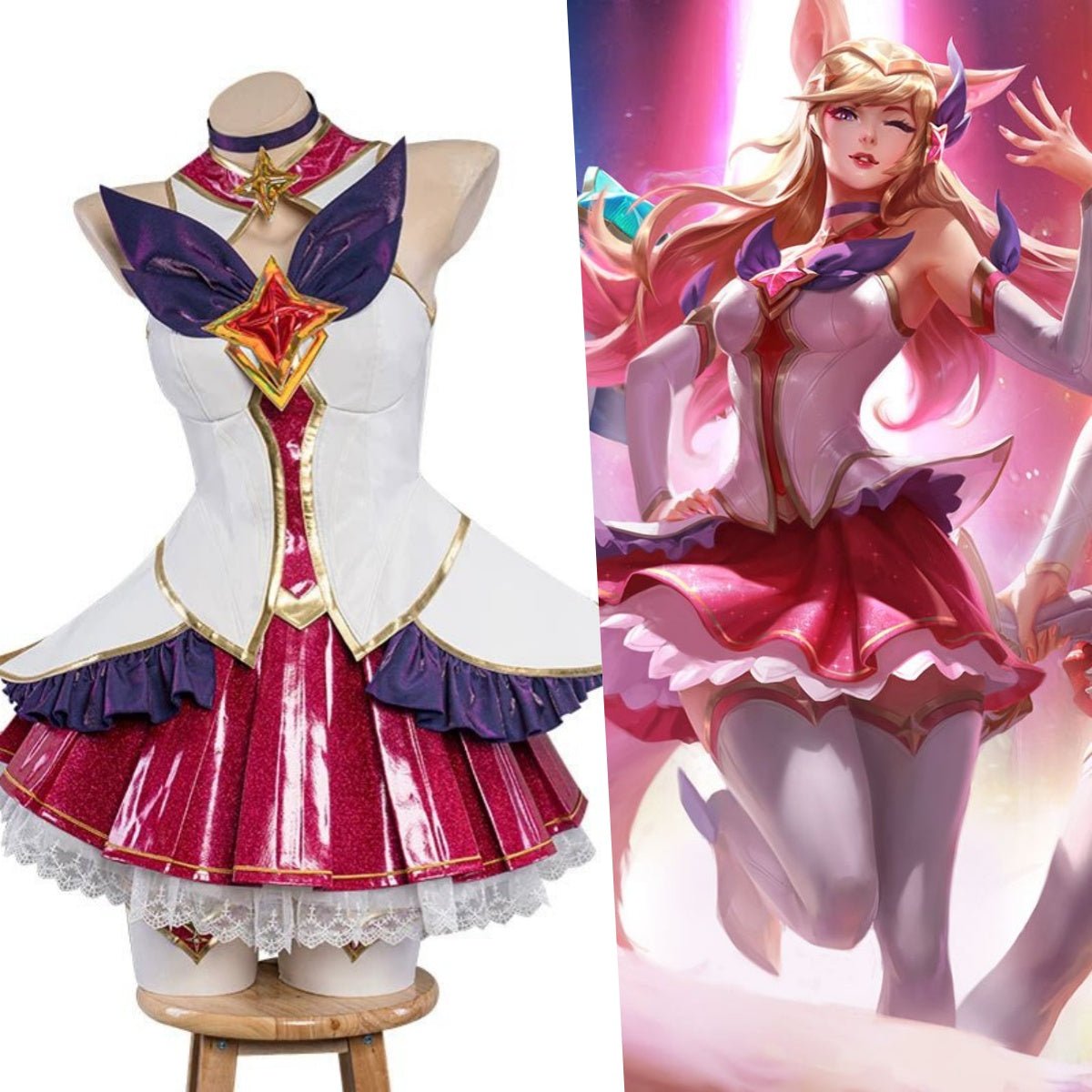 Star Guardian Ahri Cosplay Costume - League of Legends Official Style Dress for Women - Coscosmos