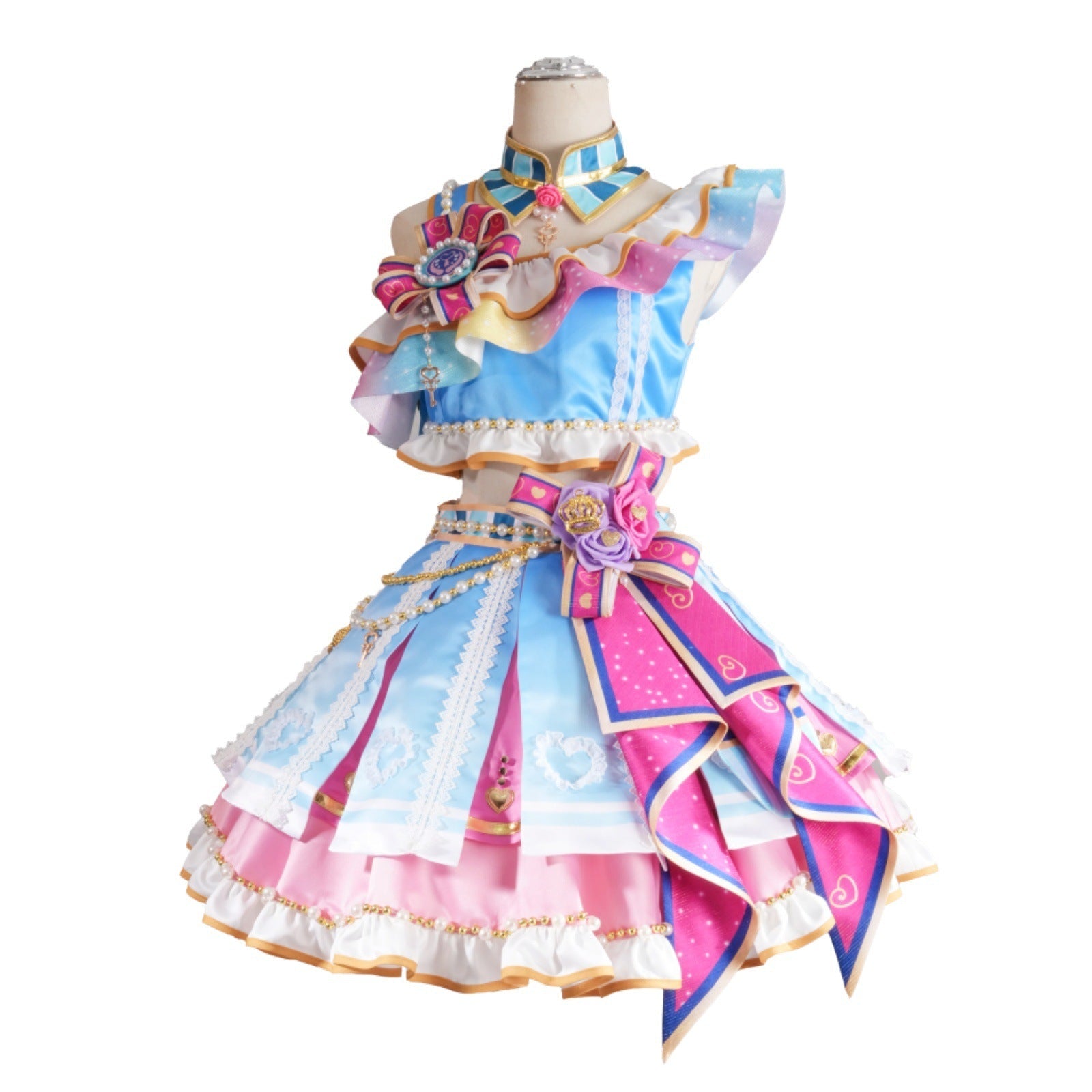 Star☆Musume Aikatsu! Ichigo, Ao, and Ran Cheer Squad Cosplay Costume Full Set for Girls - Coscosmos