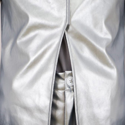 Steel Ball Run Funny Valentine Silver Trench Coat Full Cosplay Costume Set for Anime Fans - Coscosmos