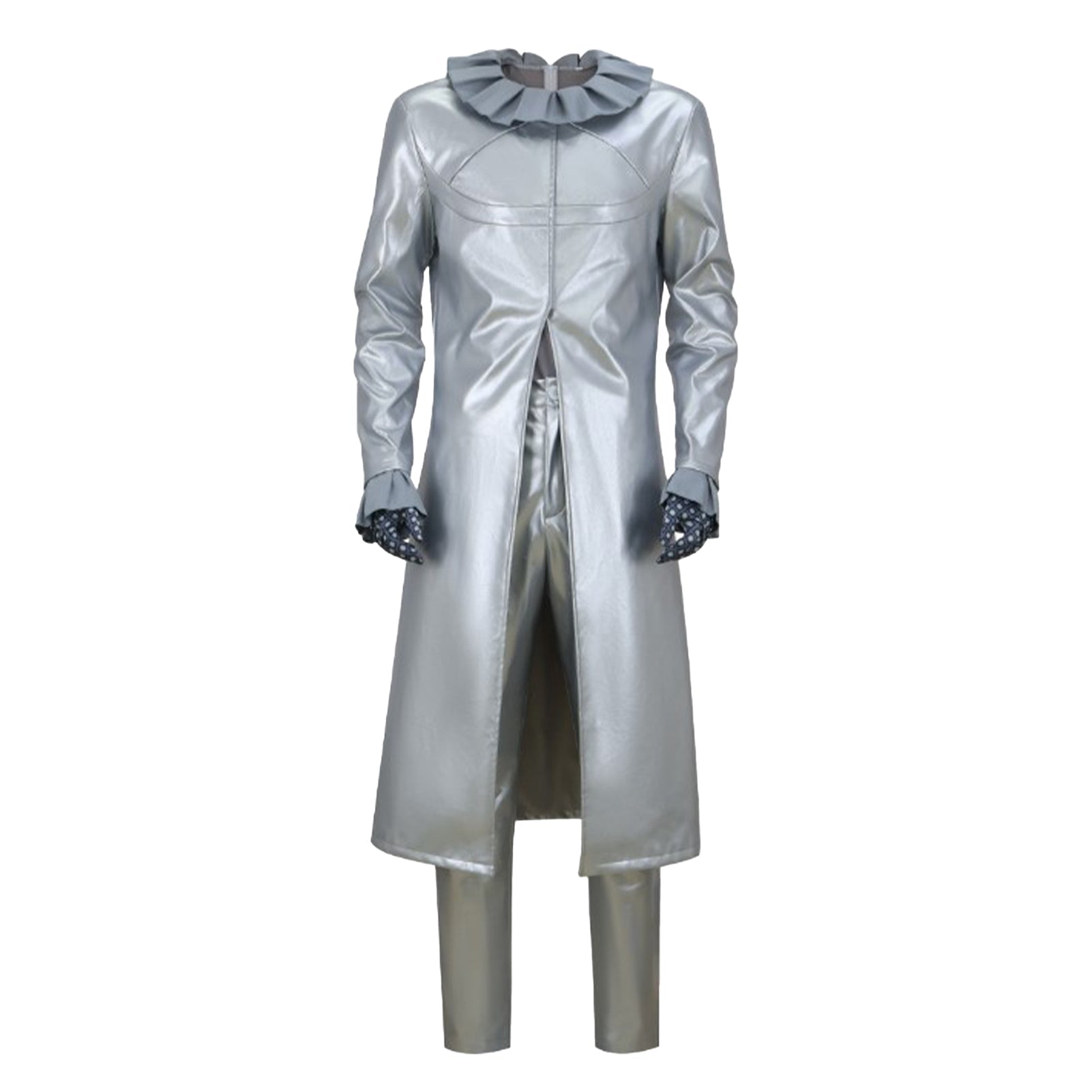 Steel Ball Run Funny Valentine Silver Trench Coat Full Cosplay Costume Set for Anime Fans - Coscosmos
