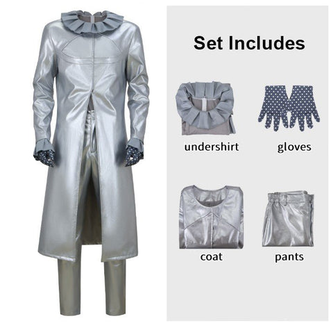 Steel Ball Run Funny Valentine Silver Trench Coat Full Cosplay Costume Set for Anime Fans - Coscosmos