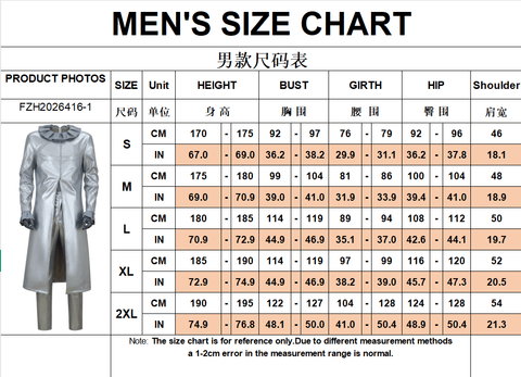 Steel Ball Run Funny Valentine Silver Trench Coat Full Cosplay Costume Set for Anime Fans - Coscosmos