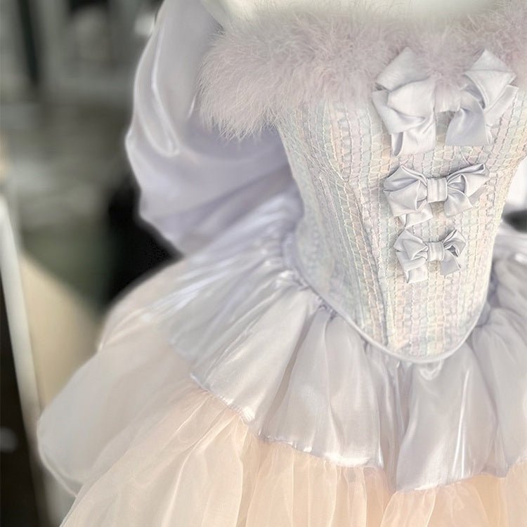 Stella Heart Wish Princess Dress - Off - the - Shoulder Feather Sequin Mini Dress for Birthday Parties, Stage Performances, and High - End Elegant Events - Coscosmos