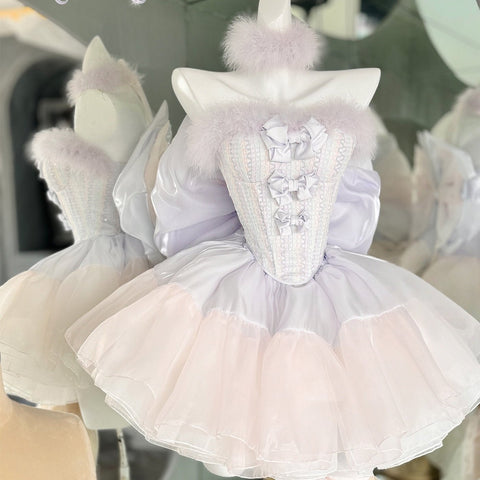 Stella Heart Wish Princess Dress - Off - the - Shoulder Feather Sequin Mini Dress for Birthday Parties, Stage Performances, and High - End Elegant Events - Coscosmos