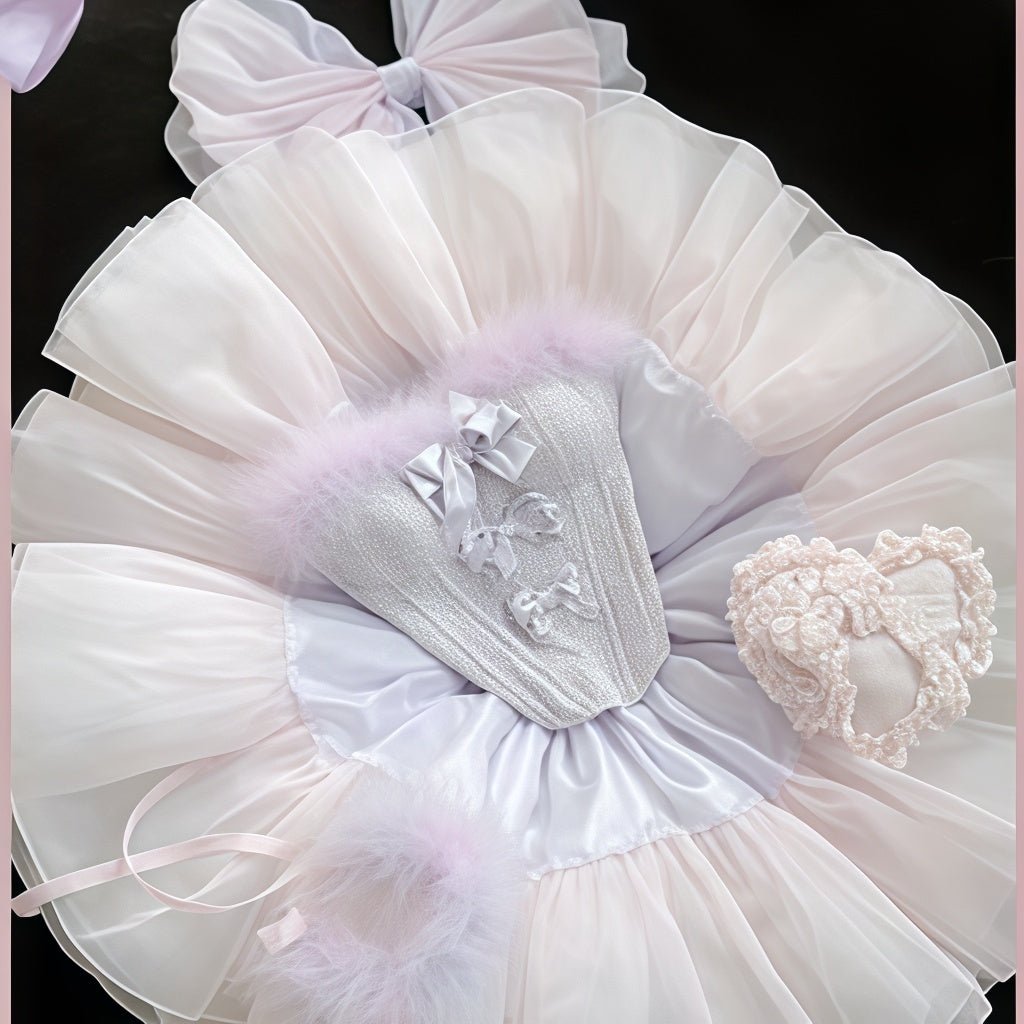 Stella Heart Wish Princess Dress - Off - the - Shoulder Feather Sequin Mini Dress for Birthday Parties, Stage Performances, and High - End Elegant Events - Coscosmos