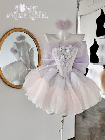 Stella Heart Wish Princess Dress - Off - the - Shoulder Feather Sequin Mini Dress for Birthday Parties, Stage Performances, and High - End Elegant Events - Coscosmos