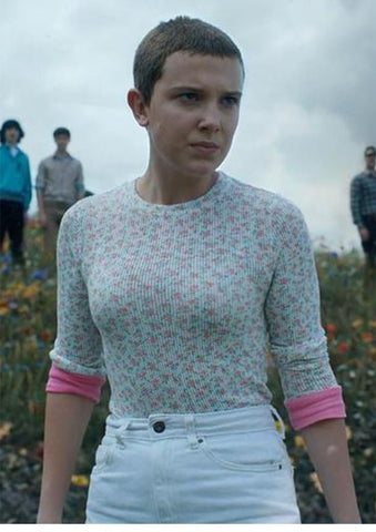Stranger Things Eleven Floral Top and White Pants Costume Outfit for Cosplay - Coscosmos