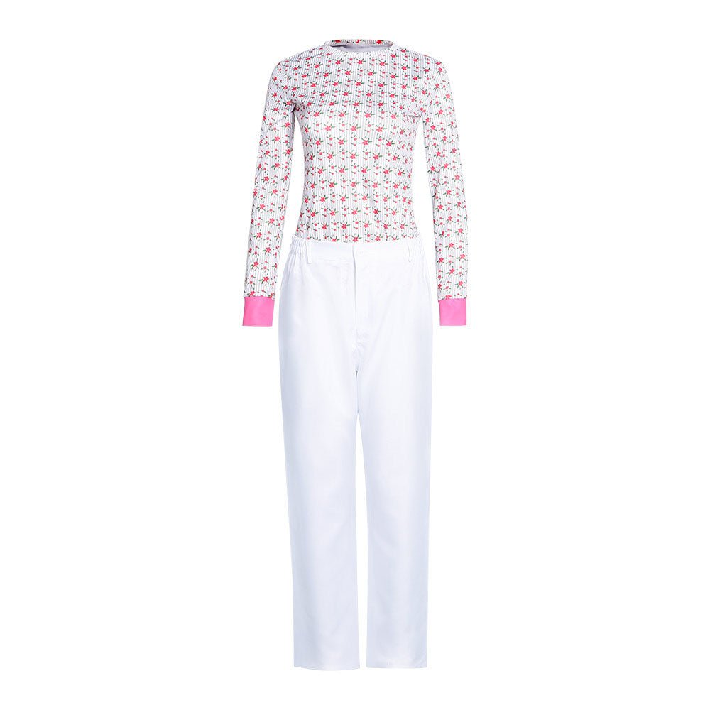 Stranger Things Eleven Floral Top and White Pants Costume Outfit for Cosplay - Coscosmos