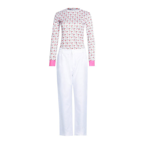 Stranger Things Eleven Floral Top and White Pants Costume Outfit for Cosplay - Coscosmos