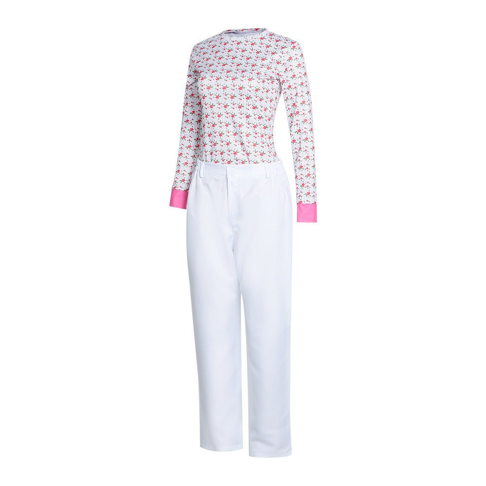 Stranger Things Eleven Floral Top and White Pants Costume Outfit for Cosplay - Coscosmos