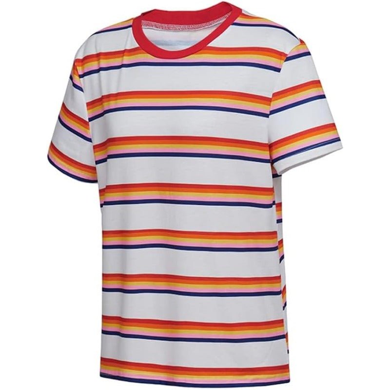 Stranger Things Striped T-Shirt - Official Netflix Series Graphic Tee Casual Wear - Coscosmos