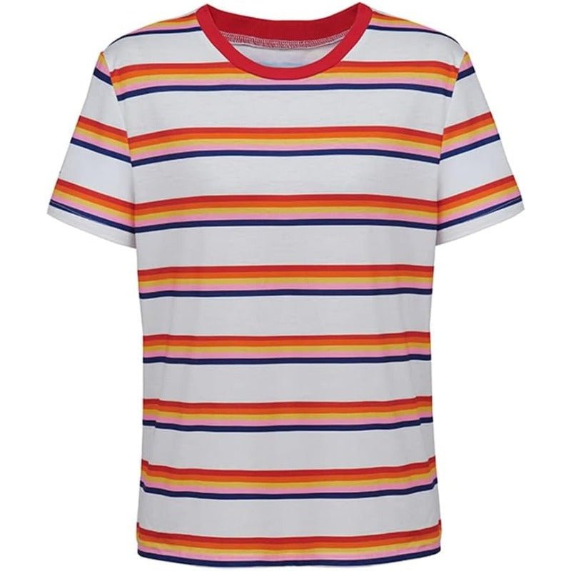 Stranger Things Striped T-Shirt - Official Netflix Series Graphic Tee Casual Wear - Coscosmos