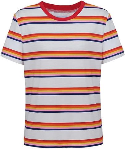Stranger Things Striped T-Shirt - Official Netflix Series Graphic Tee Casual Wear - Coscosmos