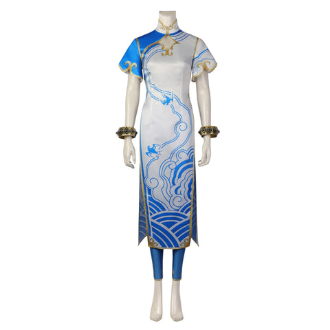 Street Fighter 6 Cosplay Costume - Chun - Li Classic Qipao Martial Arts Outfit Anime Game Cos Full Set - Coscosmos
