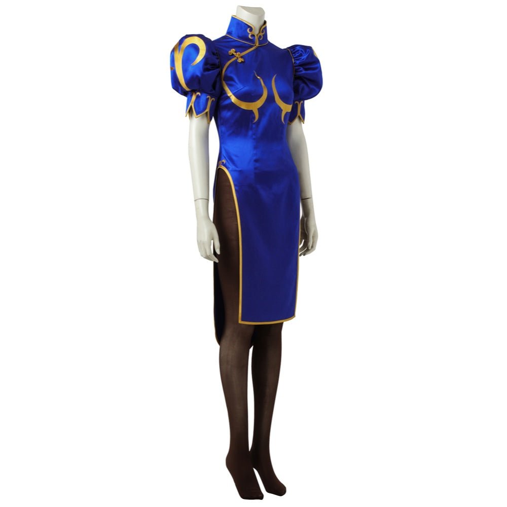 Street Fighter V Cosplay Costume - Chun - Li Classic Battle Outfit Martial Arts Qipao Game Cos Full Set - Coscosmos
