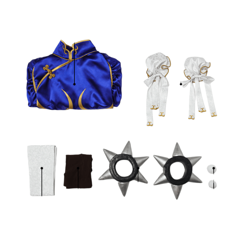 Street Fighter V Cosplay Costume - Chun - Li Classic Battle Outfit Martial Arts Qipao Game Cos Full Set - Coscosmos