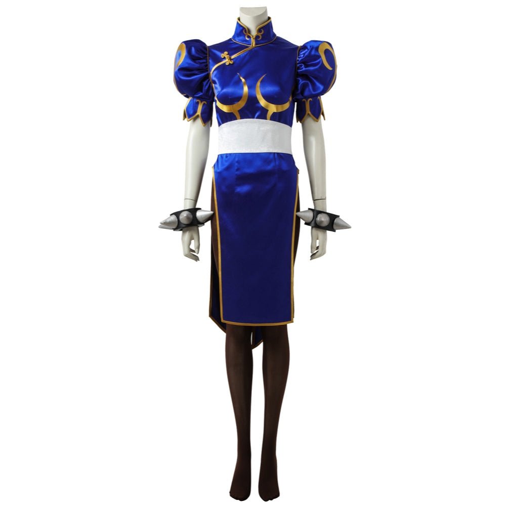 Street Fighter V Cosplay Costume - Chun - Li Classic Battle Outfit Martial Arts Qipao Game Cos Full Set - Coscosmos
