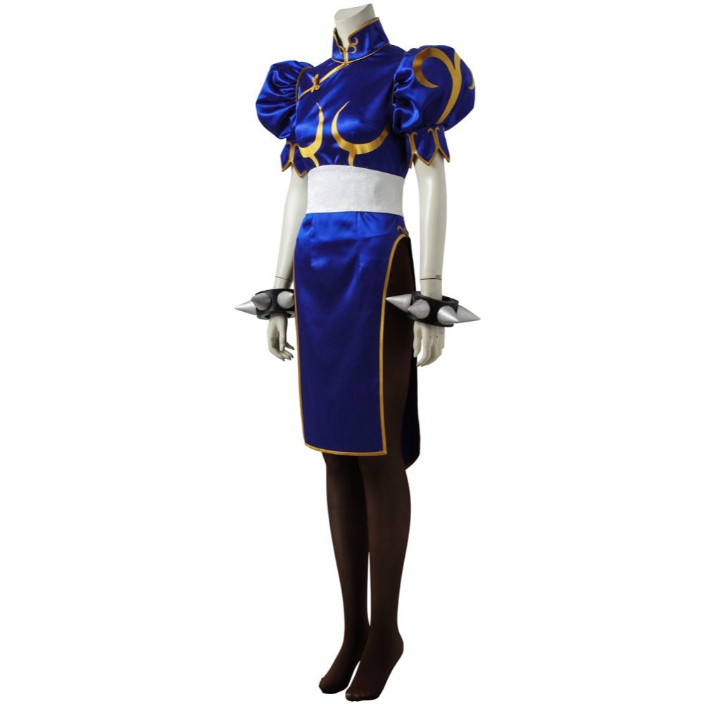 Street Fighter V Cosplay Costume - Chun - Li Classic Battle Outfit Martial Arts Qipao Game Cos Full Set - Coscosmos