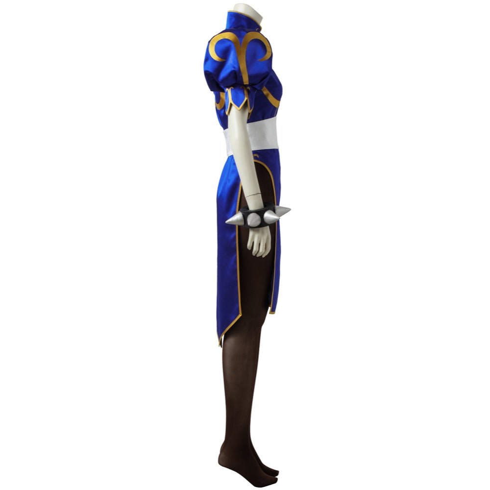 Street Fighter V Cosplay Costume - Chun - Li Classic Battle Outfit Martial Arts Qipao Game Cos Full Set - Coscosmos